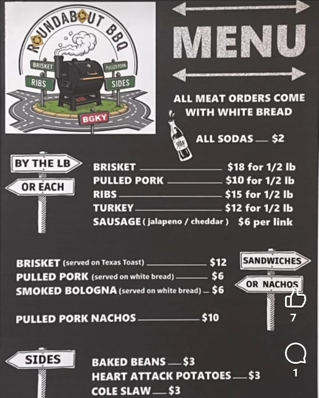 Roundabout BBQ menu